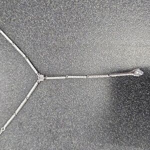 Givenchy Silver Tone Drop Cyrstal Lariat Necklace ✨️ NWT